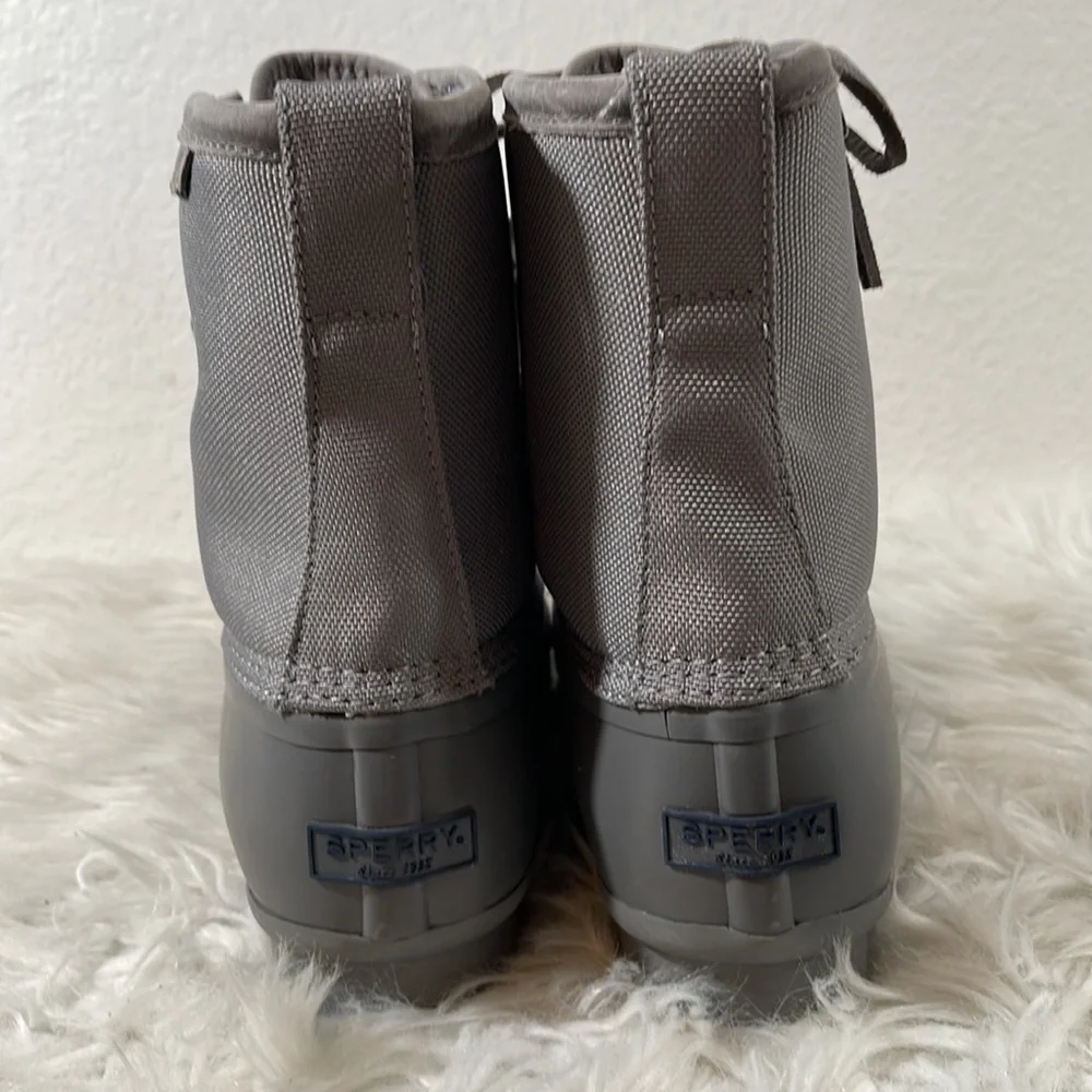 Sperry Saltwater Duck Boots Canvas Waterproof Grey Men's Size 10 NEW